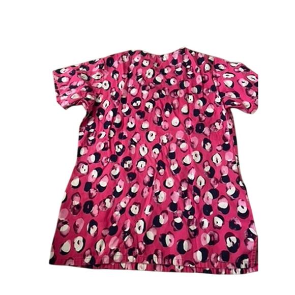 Bring it On Colorful scrub top sz S pink white nursing top - Picture 2 of 5